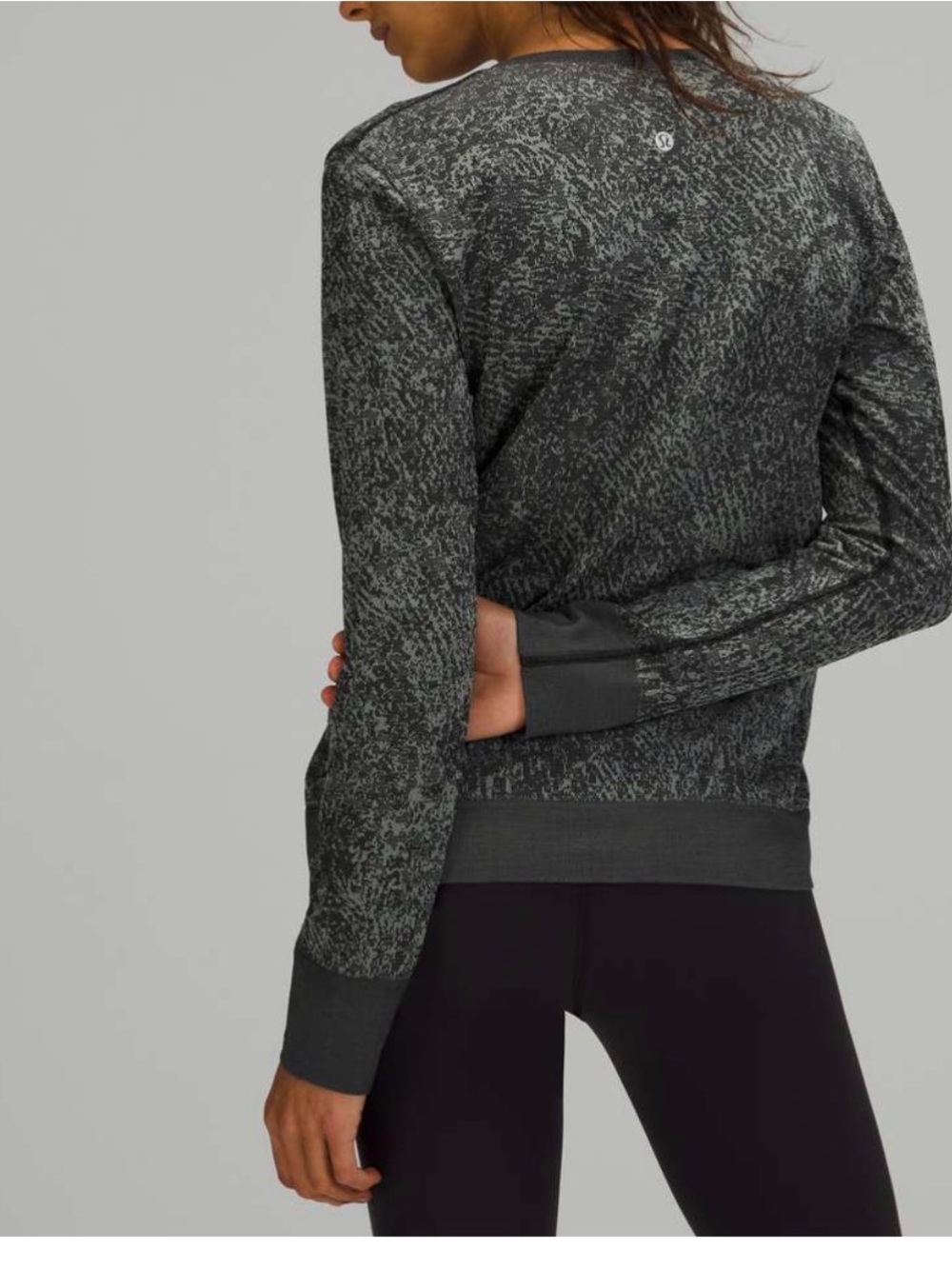 Lululemon Swiftly Breathe Long Sleeve Top Floral Fauna Black/Rhino Grey Sz:6